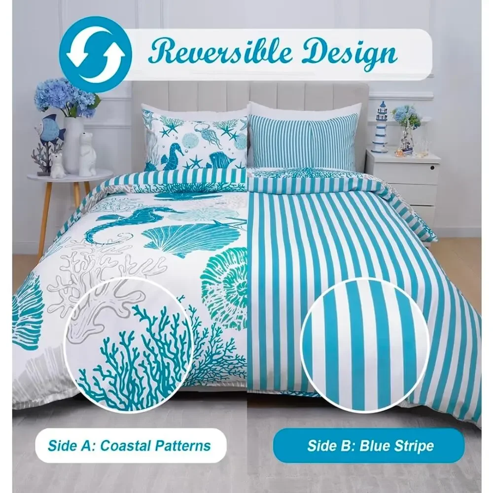 3 Pcs‎ Duvet Cover Set, Reversible Double-Sided , KING SIZE